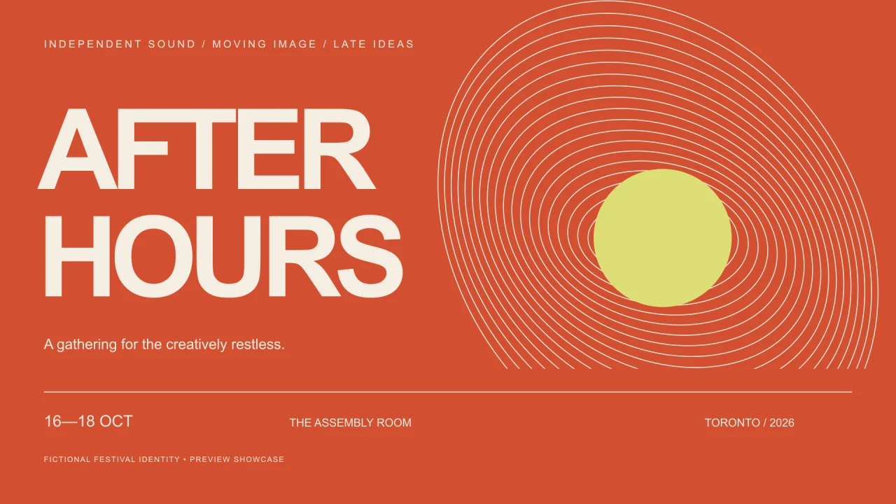 After Hours festival identity, warm orange colour direction.